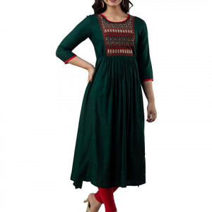 Women's Rayon Embroidery Anarkali Kurta