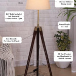 Beige & Brown Solid Contemporary Tripod Floor Lamp