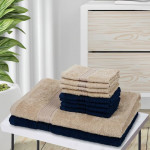 Set Of 10 Solid Cotton 380 GSM Towel Set