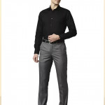 Relaxed Men Grey Rayon Crepe Blend Trousers