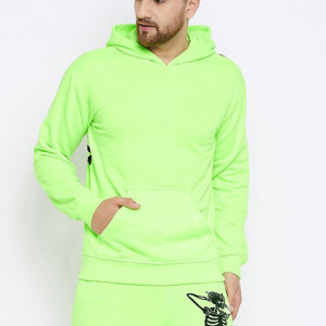 MEN Fluorescent Green Skeleton Print Oversized Tracksuit