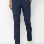 Men Navy Blue Solid Slim Fit Trouser