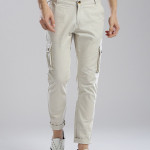 Men Cream  Slim Fit Cargos