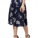 Women Floral Print Regular Blue Skirt